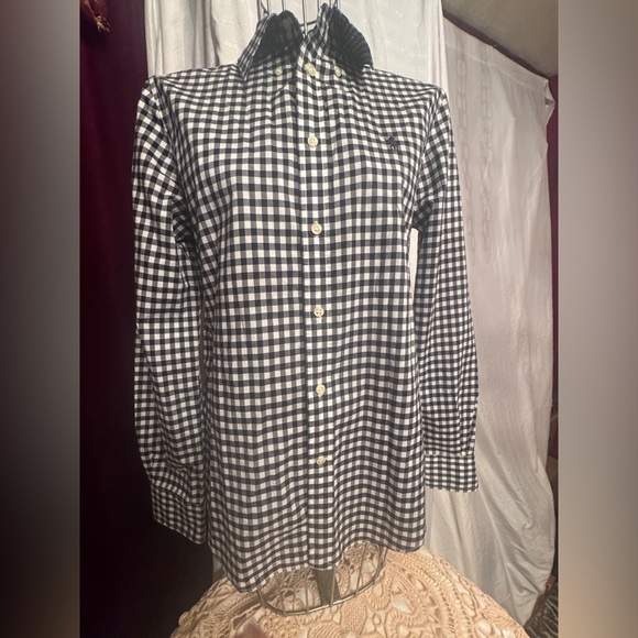 Ralph Lauren Tops - Ralph Lauren, 100% Cotton Women’s Black and White Gingham Shirt, Large